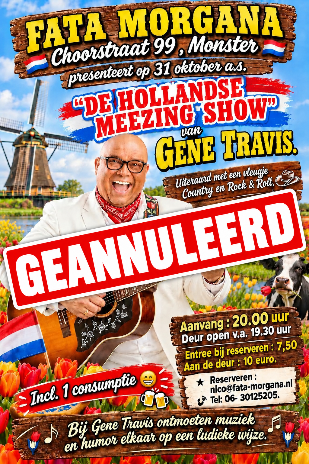 Flyer Geannuleerd: Gene Travis Meezing Show